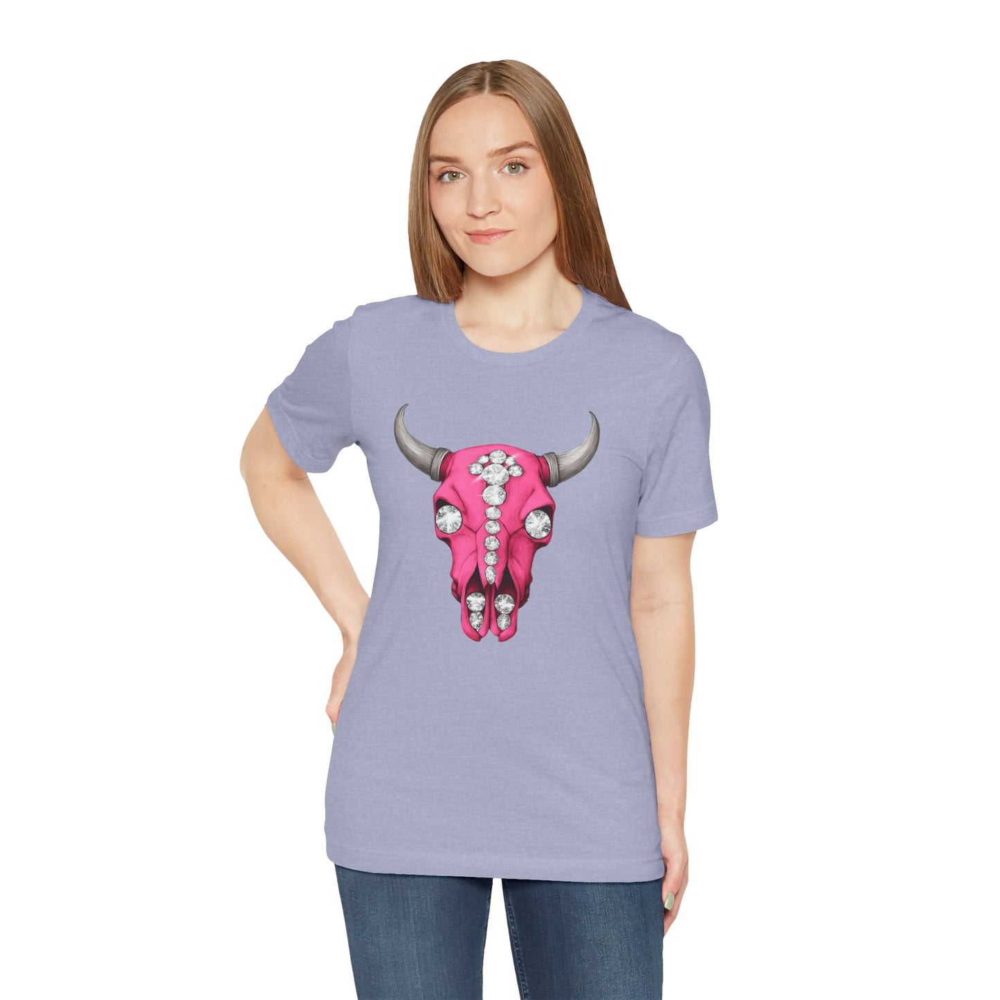 Pink Jeweled Bull Skull Tee – Western Cowgirl Graphic T-Shirt