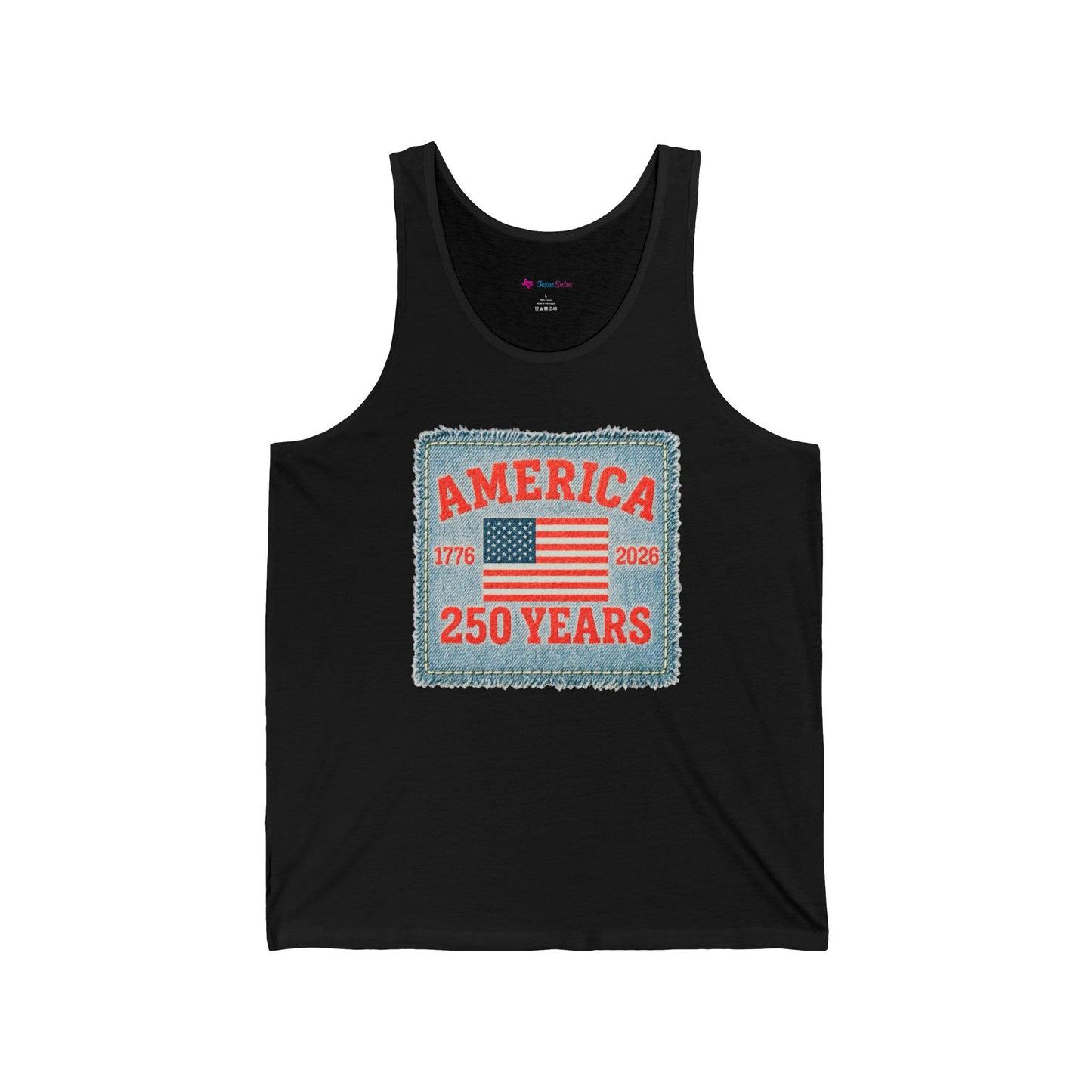 America 250 Years Flag Patch tank tops