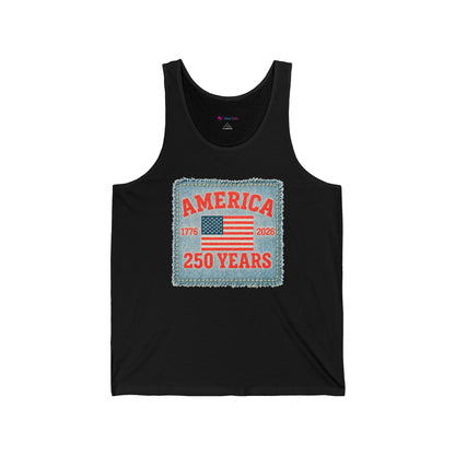 America 250 Years Flag Patch tank tops