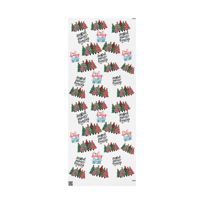 Wrapping Paper Roll – "Joyful Merry & Blessed" Holiday Gift Wrap with Festive Script Pattern