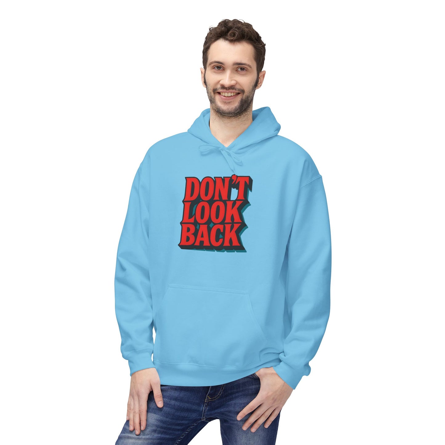 Inspirational Unisex Fleece Hoodie - Don't Look Back, Motivational Gift for Teenagers, Cozy Casual Wear, Perfect for Birthdays & Holidays