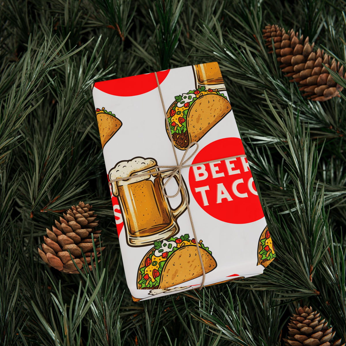 Beer & Tacos Wrapping Paper — Festive Christmas Holiday Gift Wrap