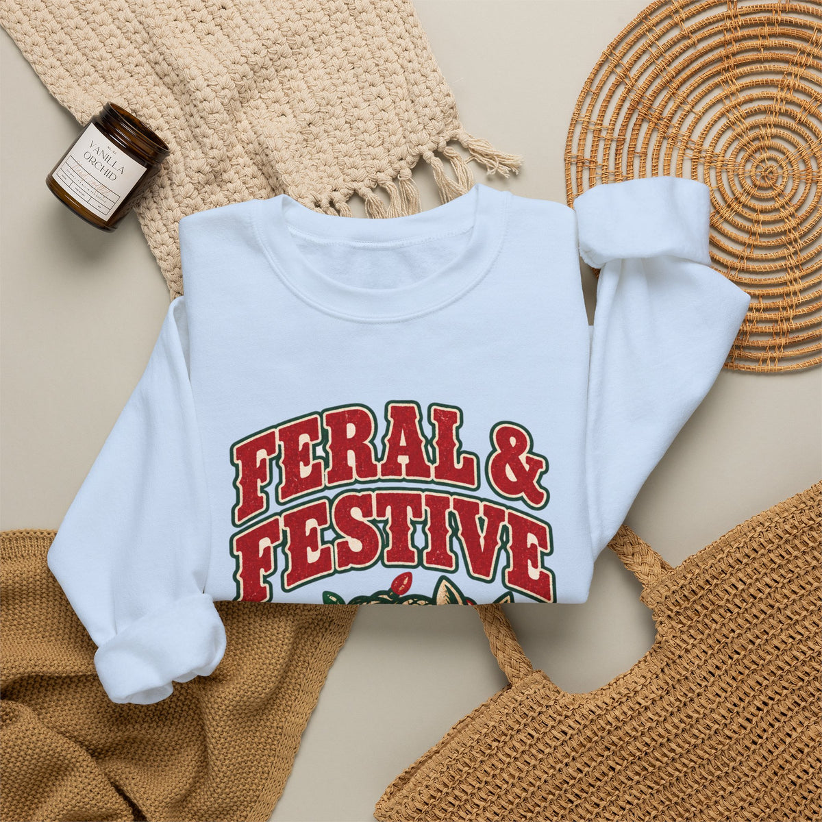 Feral & Festive Texas Edition Christmas Sweatshirt, Funny Armadillo Holiday Crewneck