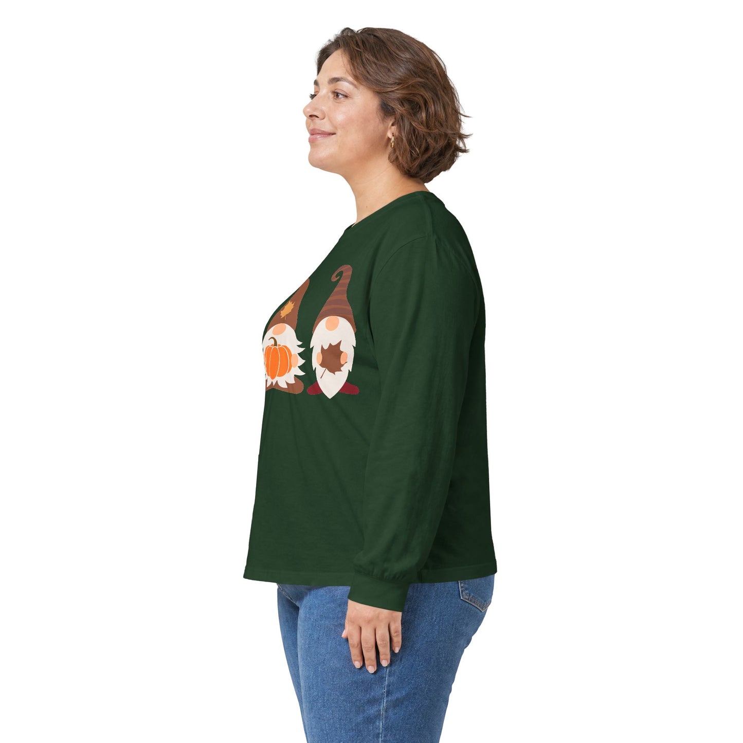 Fall Gnomes Trio Long Sleeve T-Shirt — Fall Pumpkin Gnomes Shirt