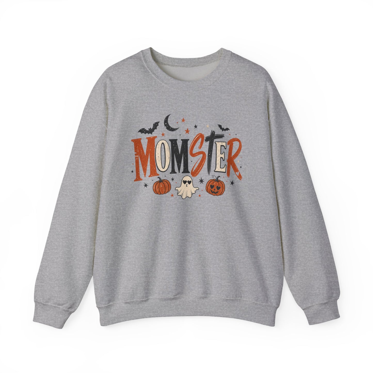 Momster Halloween Sweatshirt — Cute Momster Ghost & Pumpkins Crewneck
