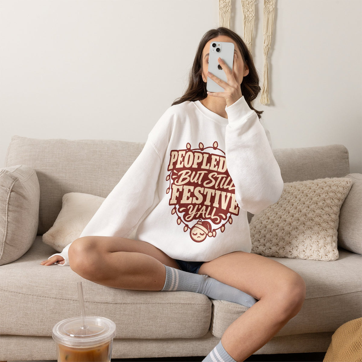 Peopled Out But Still Festive Y'all Christmas Sweatshirt