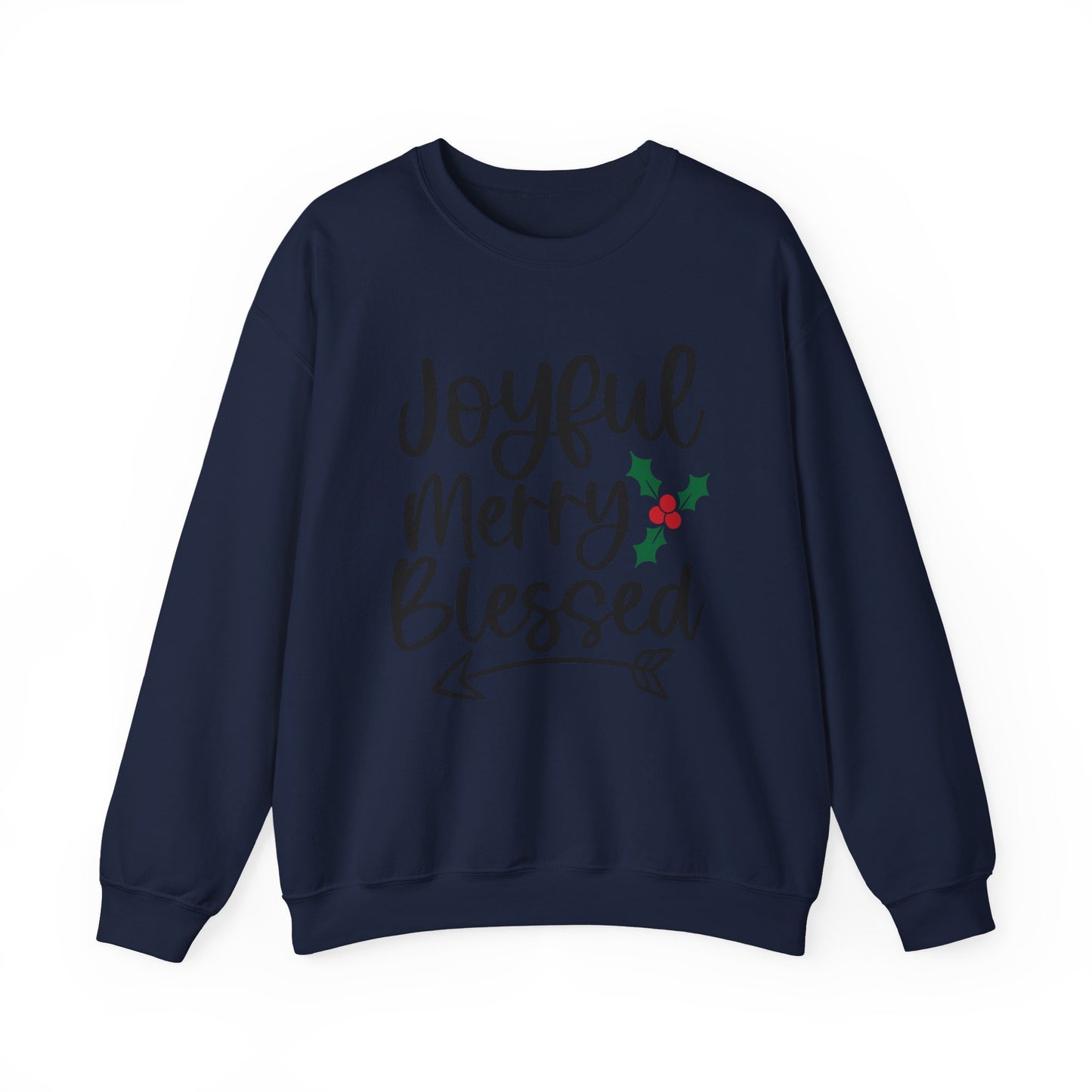Christmas Sweatshirt - "Joyful Merry Blessed" Cozy Holiday Crewneck