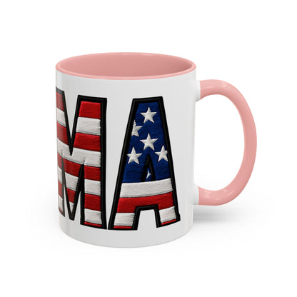 Patriotic AMERICA Flag MAMA Accent Coffee Mug 11 or 15oz