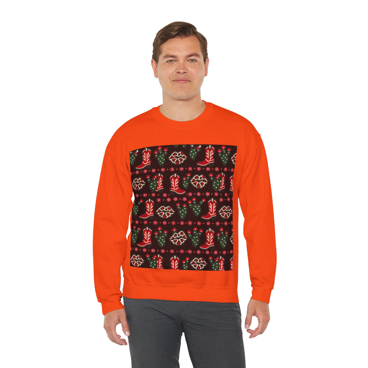 Feaux Ugly Sweater Western Christmas Sweatshirt