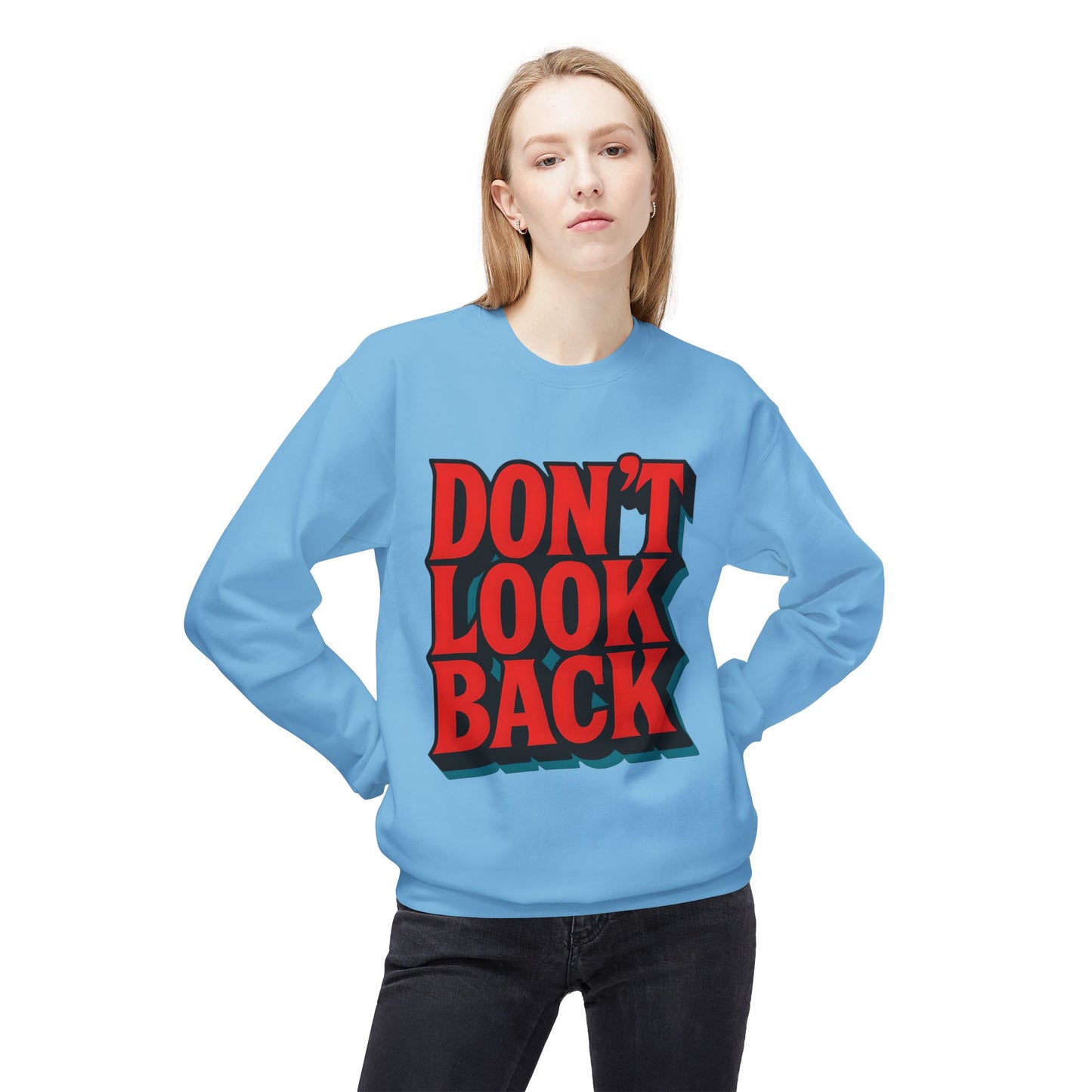 Softstyle Sweatshirt Don't Look Back - Comfortable and Stylish Fleece Crewneck for Adults