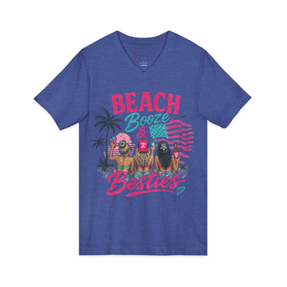 Beach Booze & Besties V-Neck T-Shirt