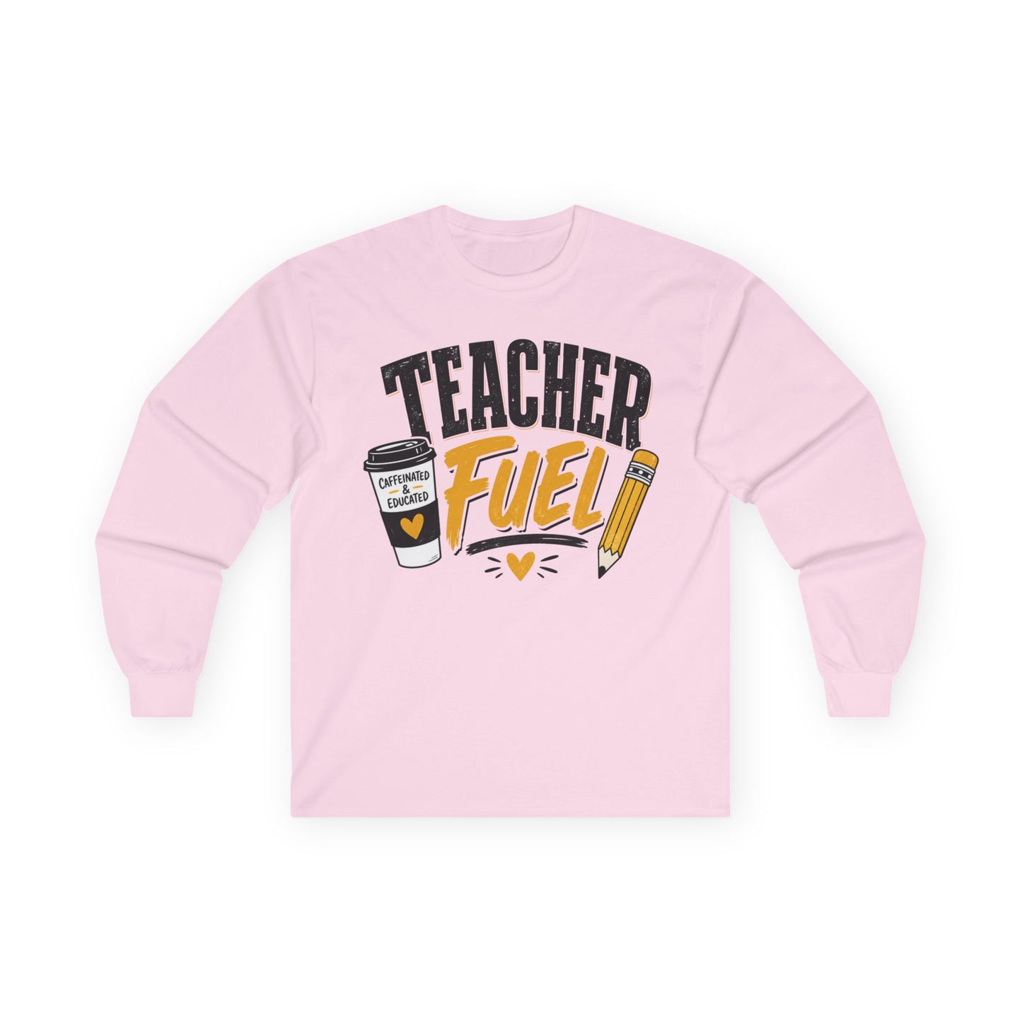 Teacher Fuel Long Sleeve T- Shirt — Coffee & Pencil Graphic Shirt for Teachers