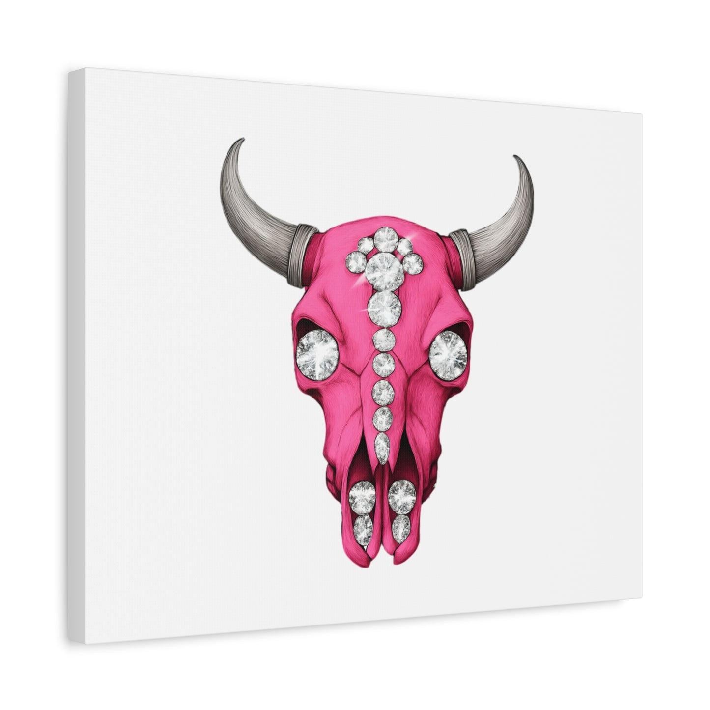 Pink Jeweled Bull Skull Canvas Art — Glam Western Wall Decor