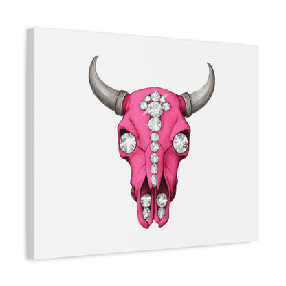 Pink Jeweled Bull Skull Canvas Art — Glam Western Wall Decor