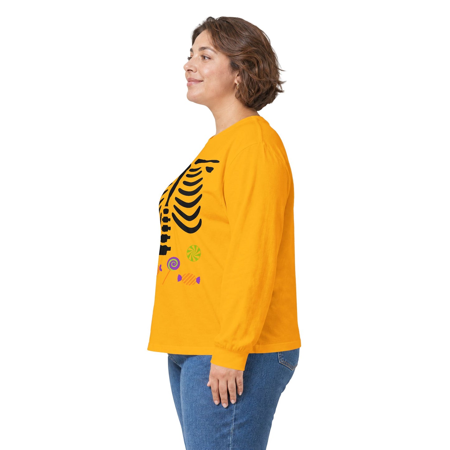 Candy Bones skeleton long sleeve T-Shirt Halloween candy ribs shirt
