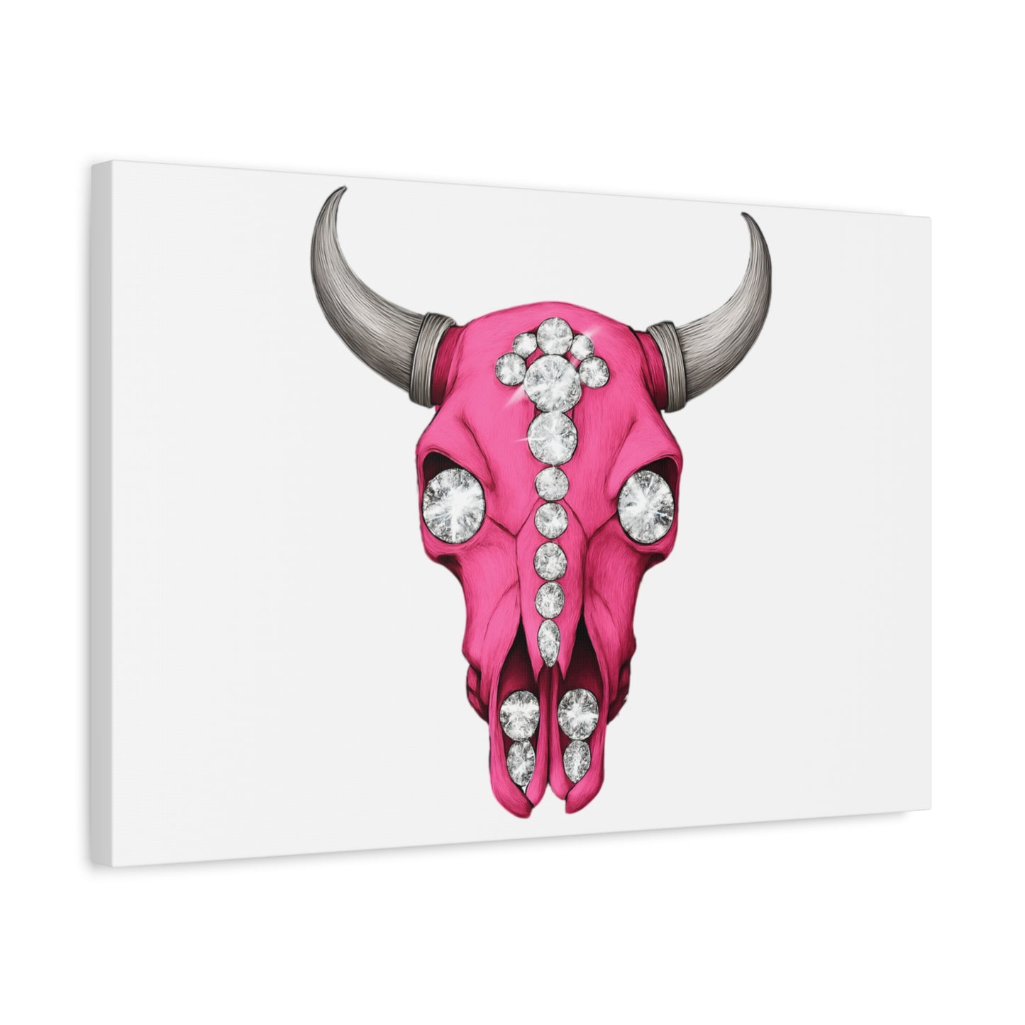 Pink Jeweled Bull Skull Canvas Art — Glam Western Wall Decor