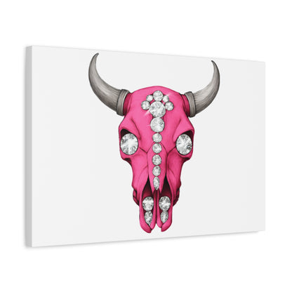 Pink Jeweled Bull Skull Canvas Art — Glam Western Wall Decor