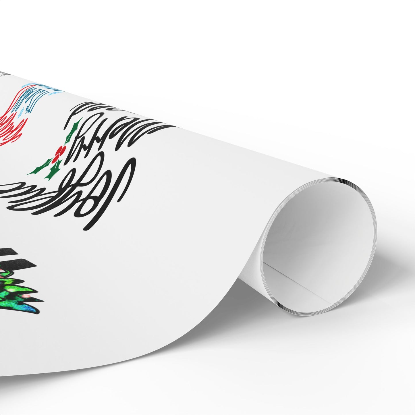 Wrapping Paper Roll – "Joyful Merry & Blessed" Holiday Gift Wrap with Festive Script Pattern