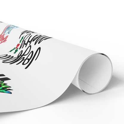 Wrapping Paper Roll – "Joyful Merry & Blessed" Holiday Gift Wrap with Festive Script Pattern