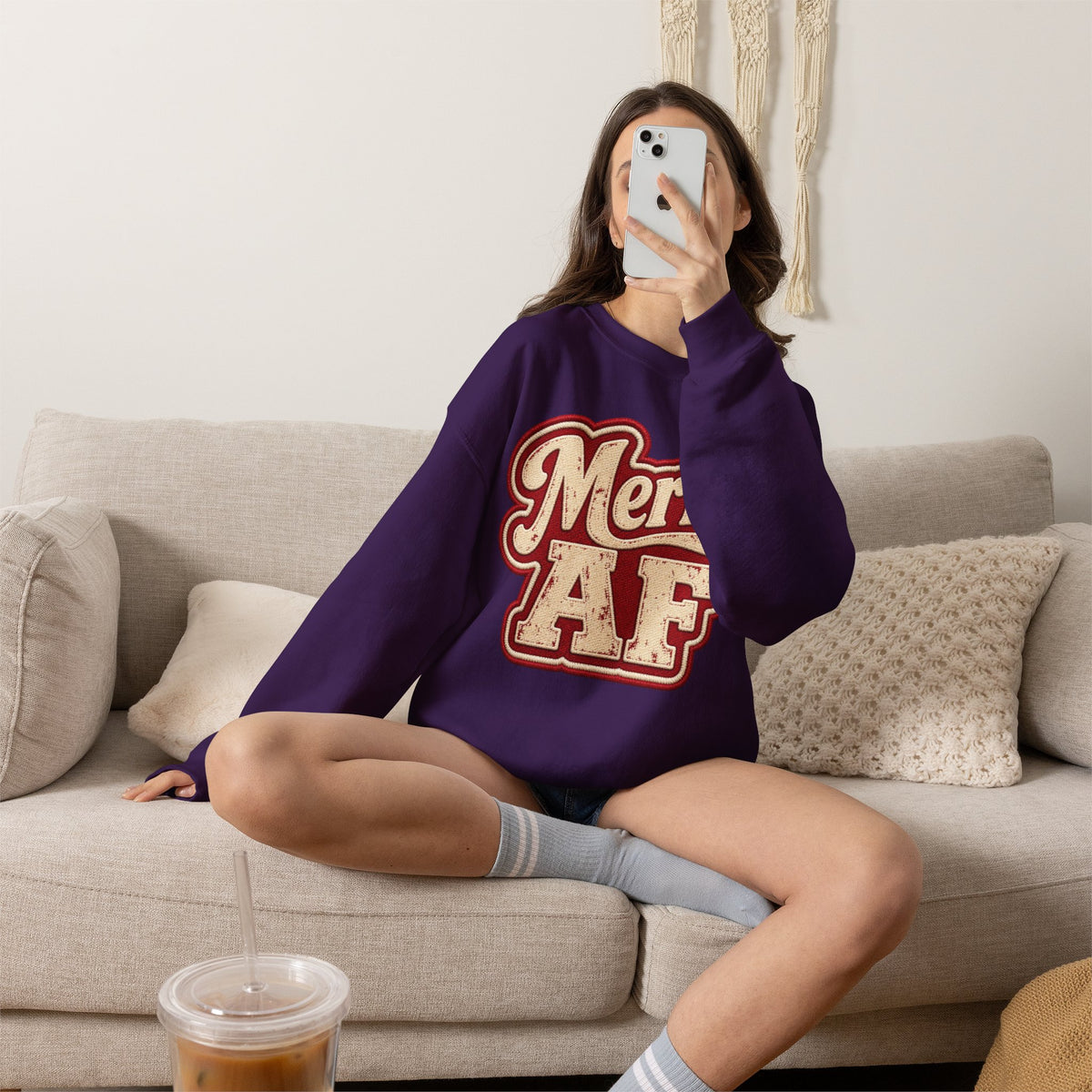 Merry AF Sweatshirt – Funny Retro Holiday Crewneck