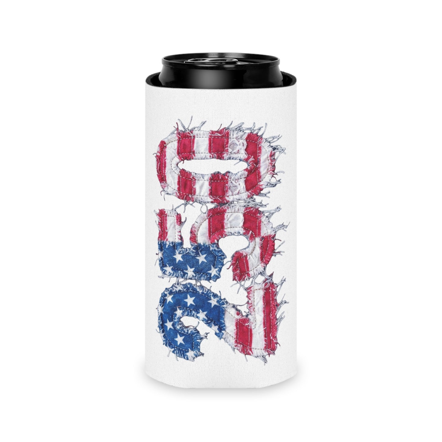Patriotic USA Flag 250th Can Cooler - Reg or Slim Beer Koozie for 4th of July