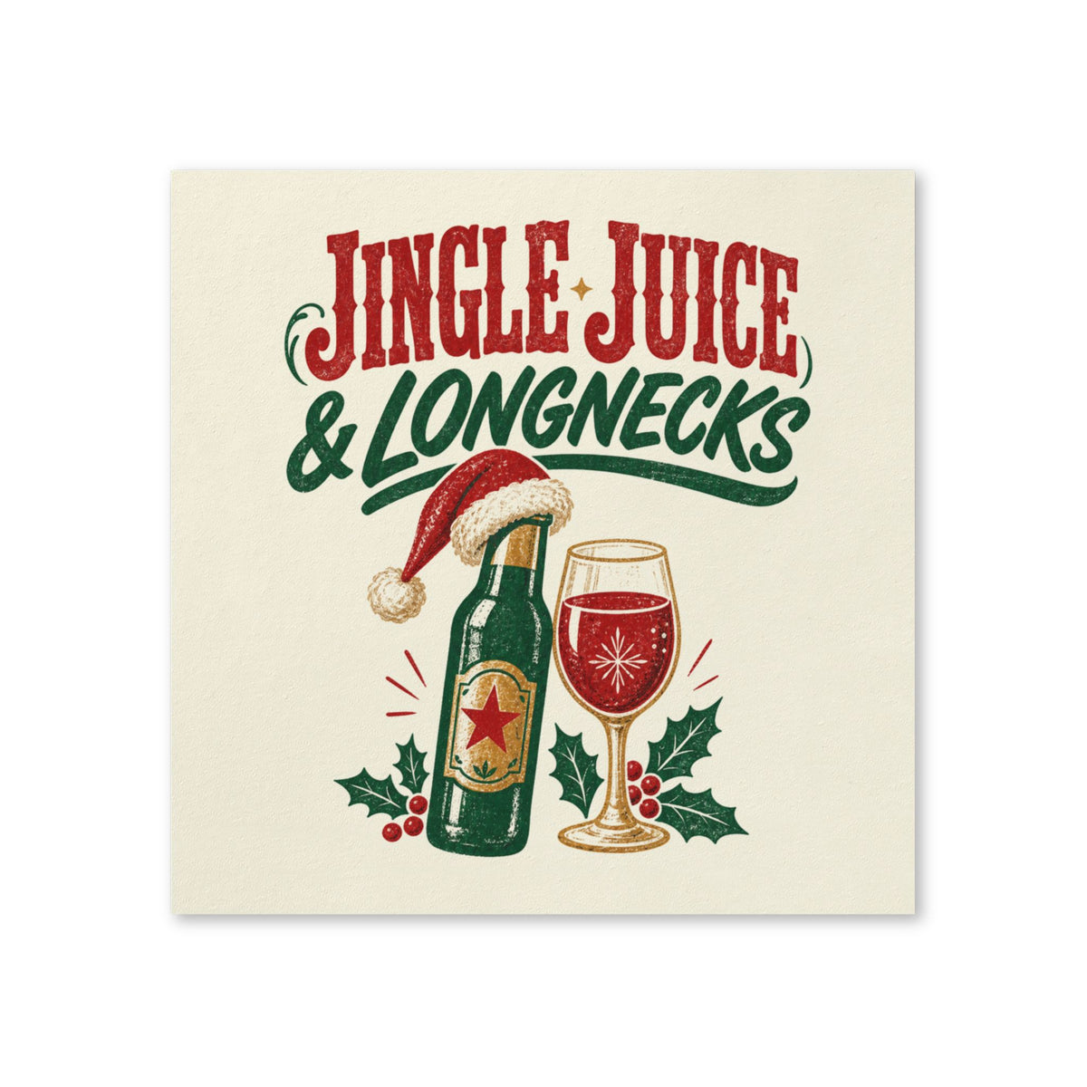 Jingle Juice & Longnecks Christmas Cocktail Napkins