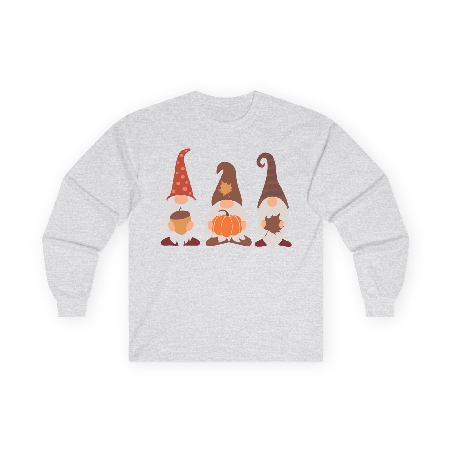 Fall Gnomes Trio Long Sleeve T-Shirt — Fall Pumpkin Gnomes Shirt