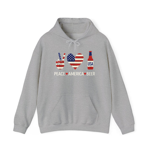 Patriotic Peace & Beer Hoodie - Unisex Heavy Blend Sweatshirt