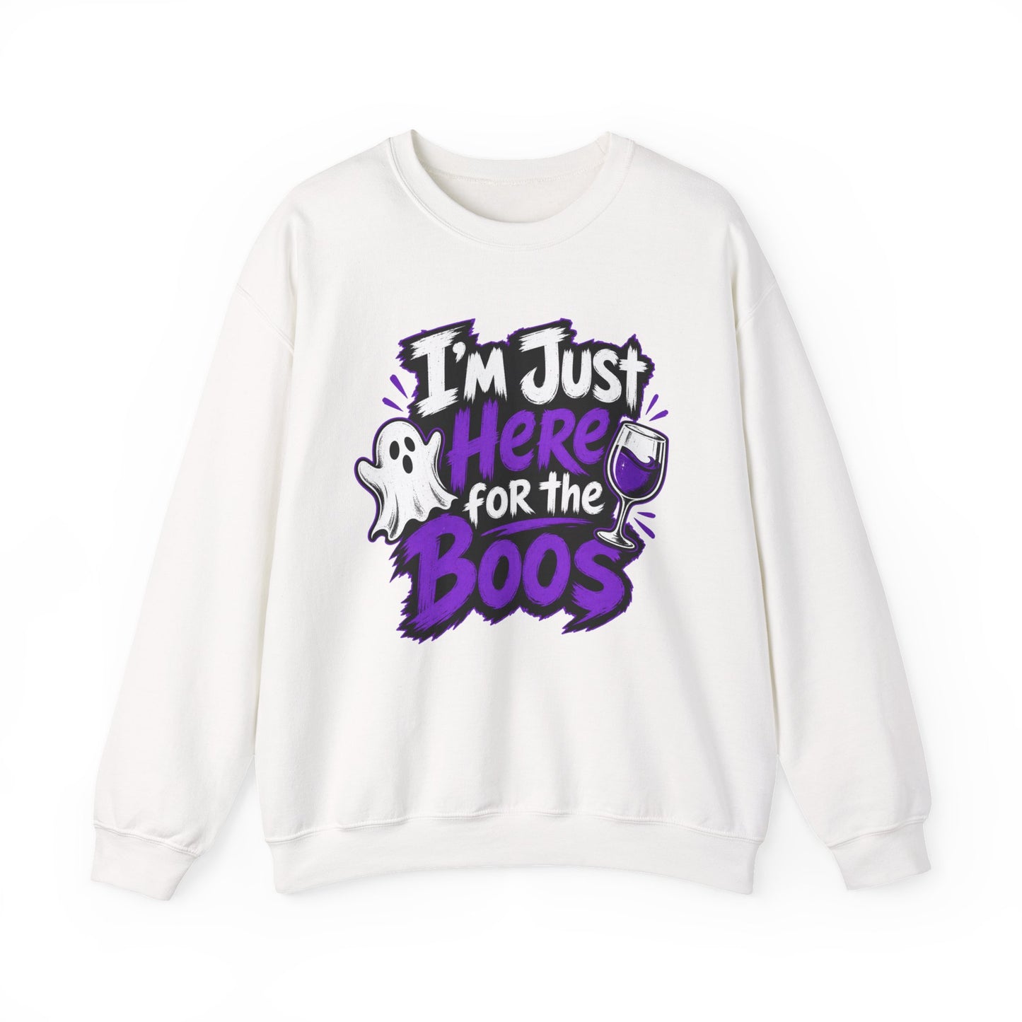 I'm Just Here for the Boos Halloween Sweatshirt — Ghost & Wine Graphic Crewneck