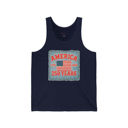 America 250 Years Flag Patch tank tops