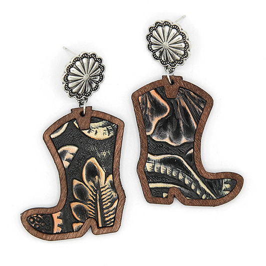 Leather Concho BOOT Earrings - Many Styles