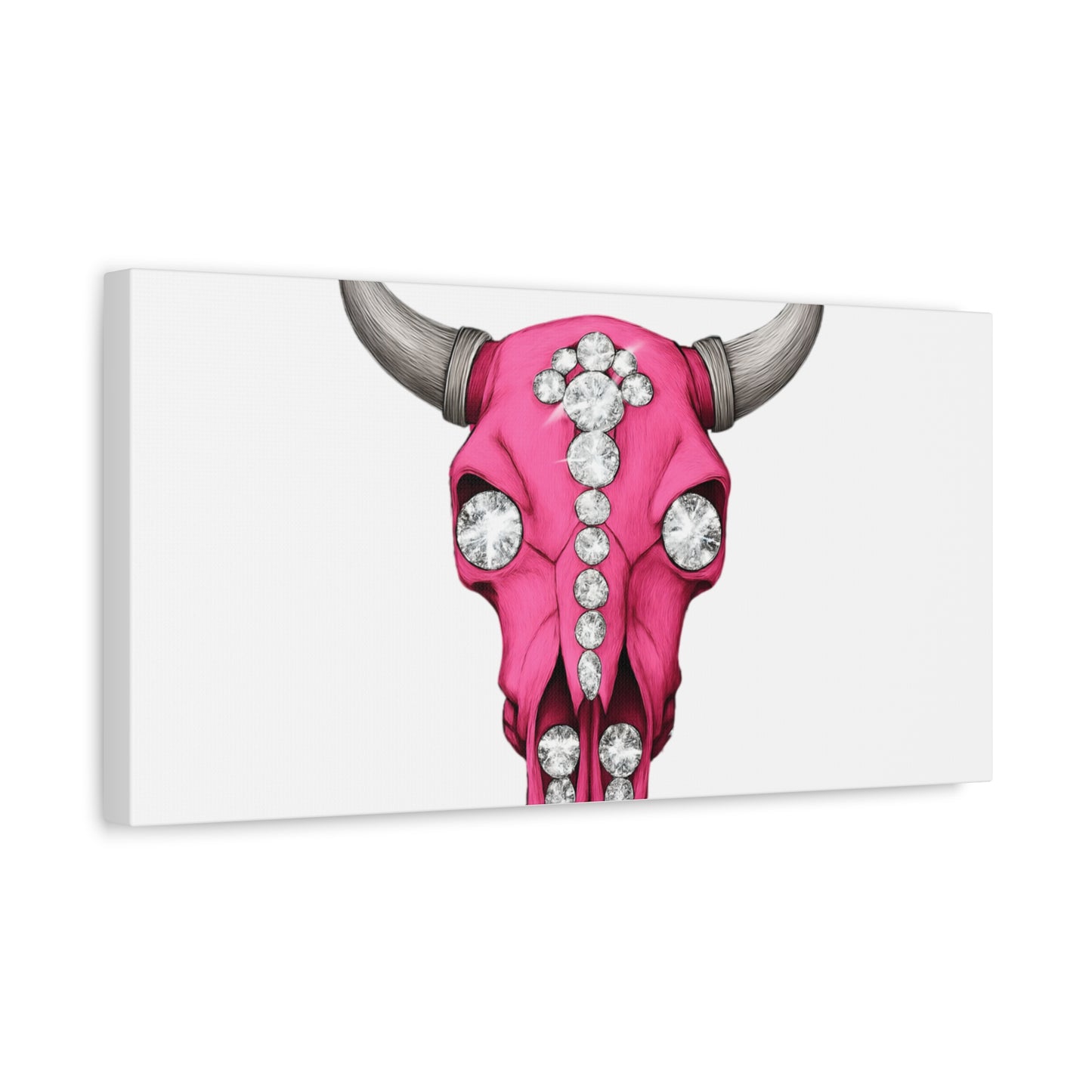 Pink Jeweled Bull Skull Canvas Art — Glam Western Wall Decor