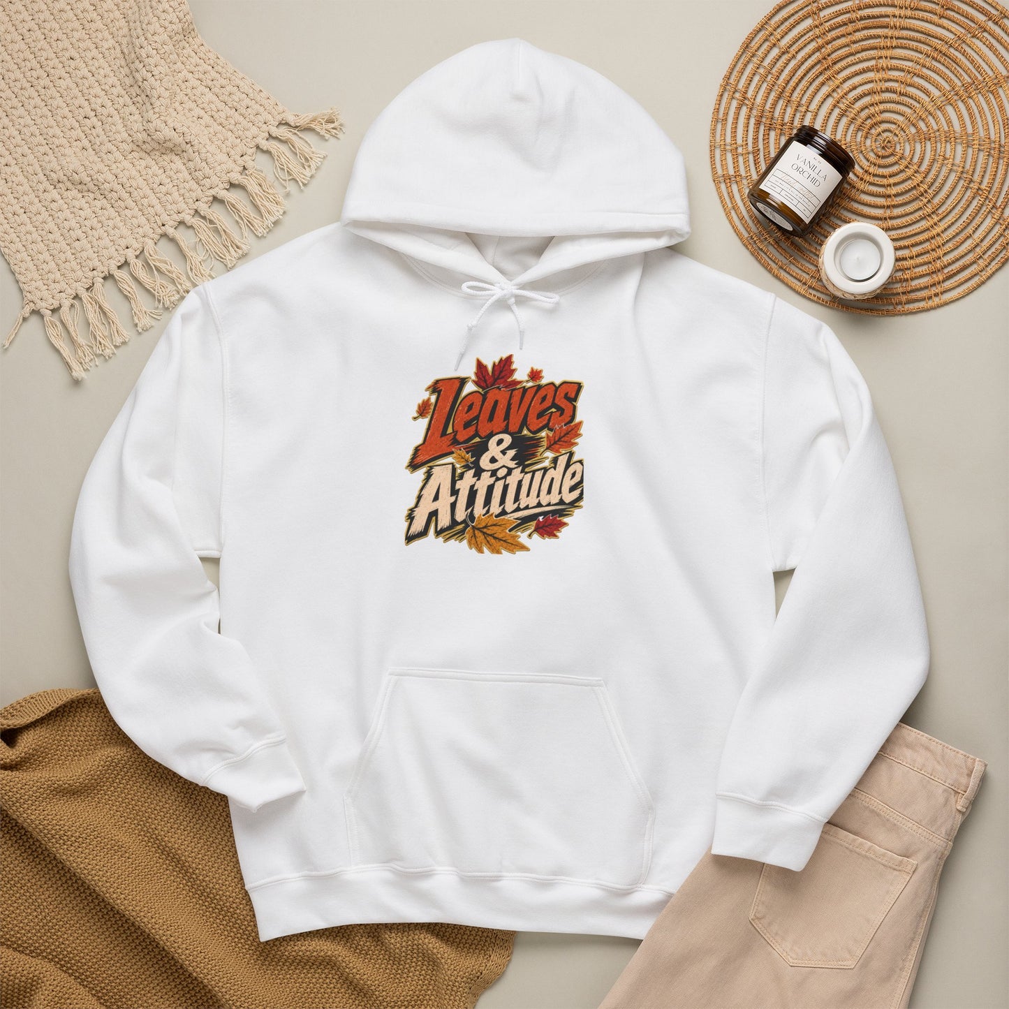 Leaves & Attitude Hoodie — Fall Graphic Pullover