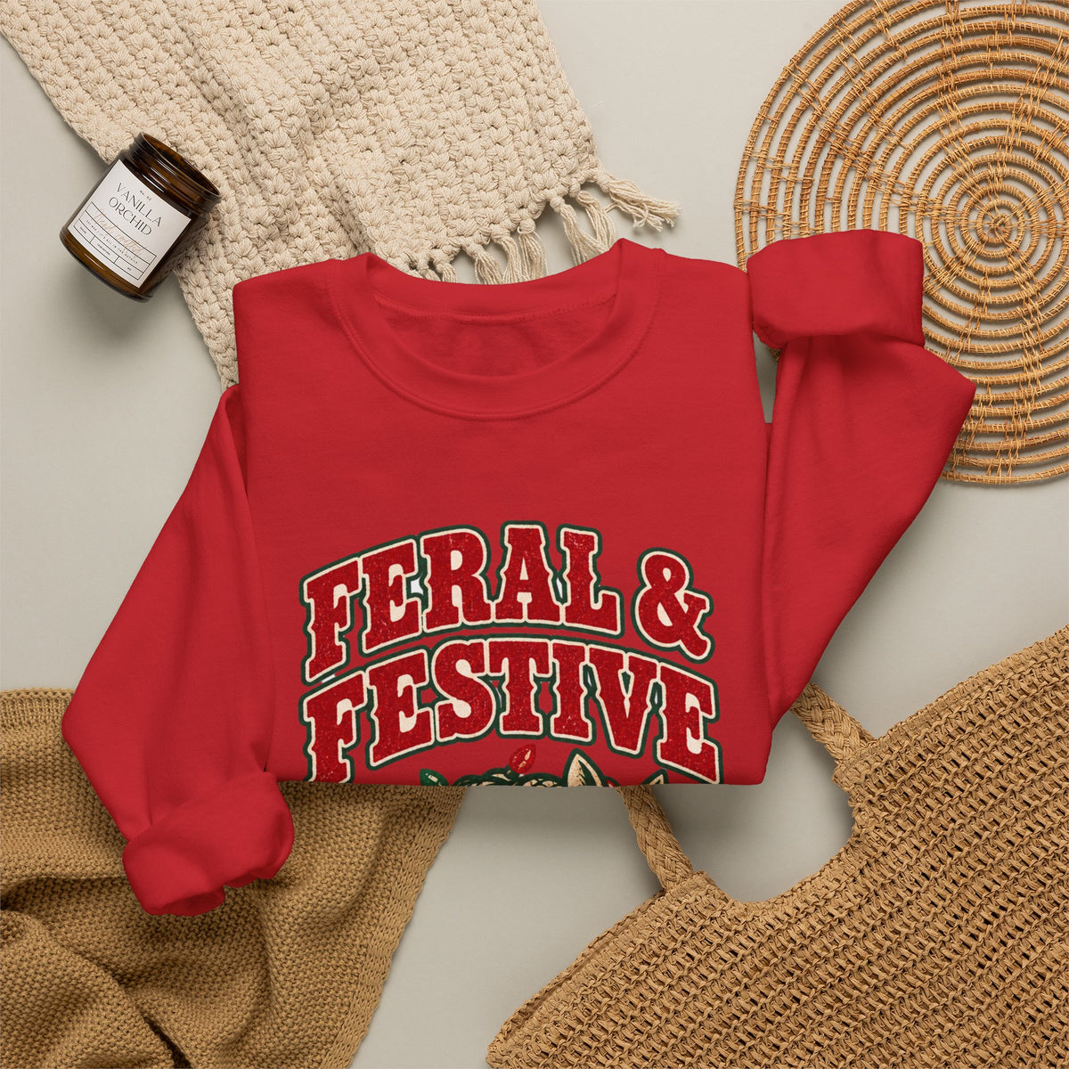 Feral & Festive Texas Edition Christmas Sweatshirt, Funny Armadillo Holiday Crewneck