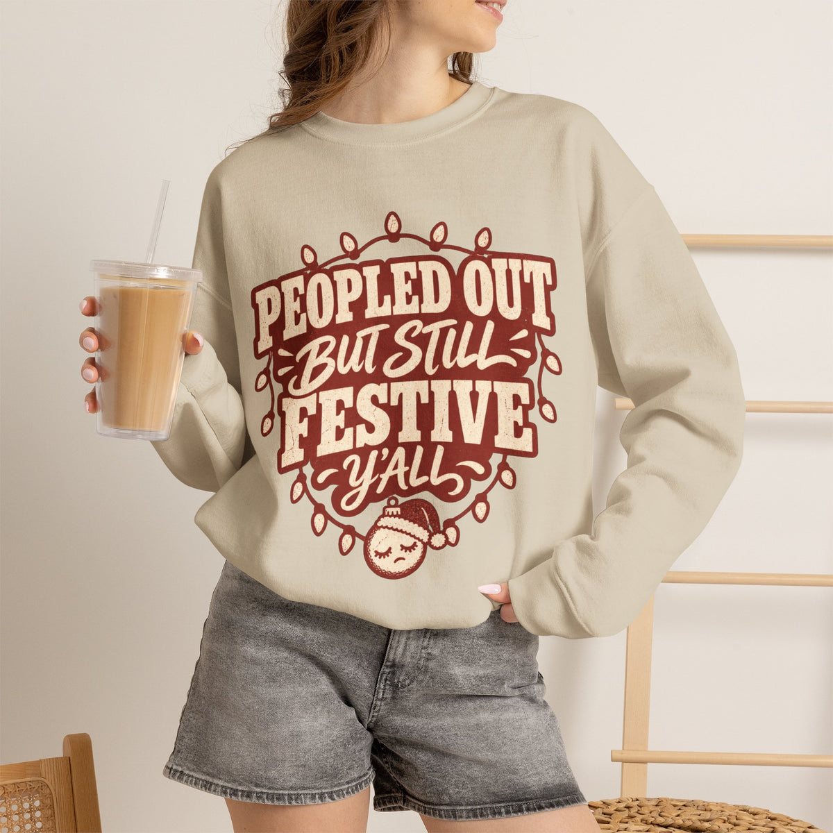 Peopled Out But Still Festive Y'all Christmas Sweatshirt