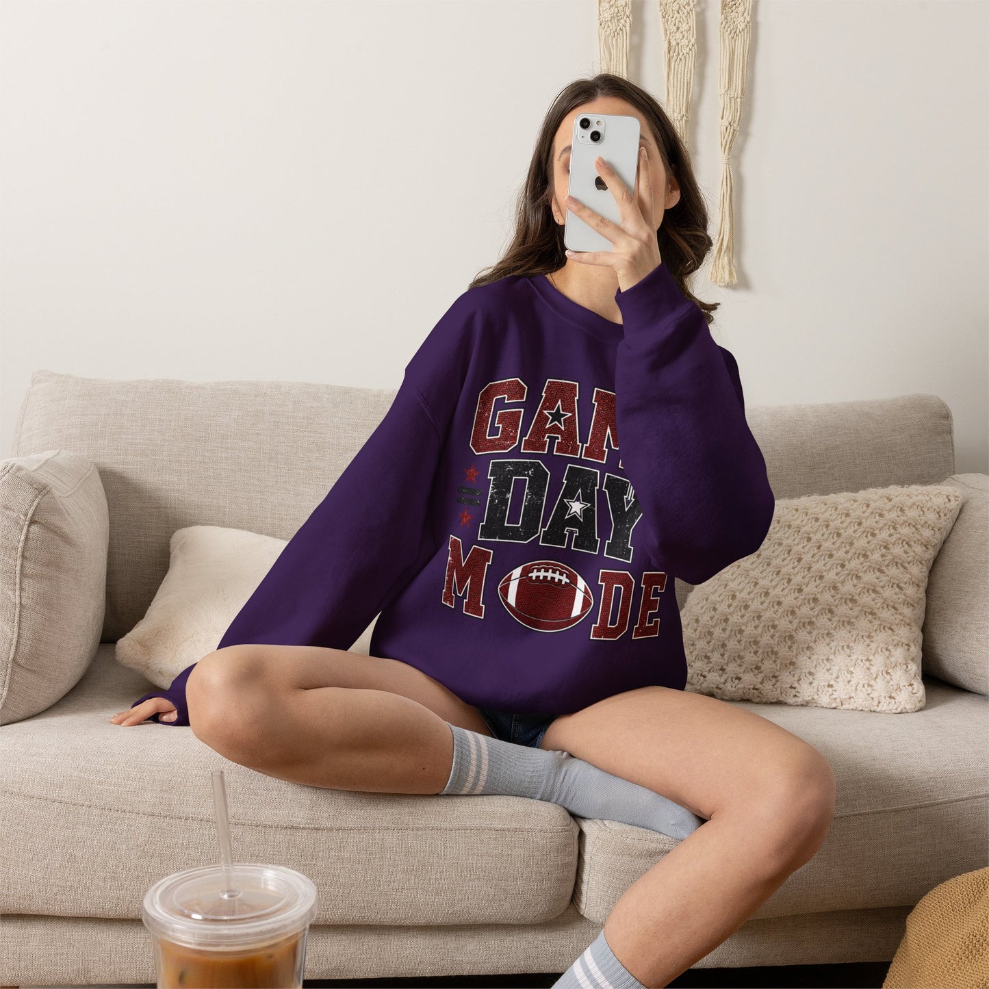 Game Day Mode Sweatshirt — Football Fan Crewneck