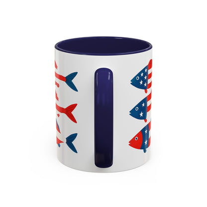 Patriotic Fish Flag Coffee Mug American Flag Accent 11 or 15oz