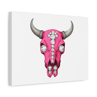 Pink Jeweled Bull Skull Canvas Art — Glam Western Wall Decor