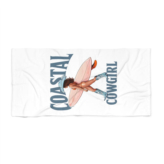 Coastal Cowgirl Beach Towel — Surfing Western Vibes Palm‑Beach Towel