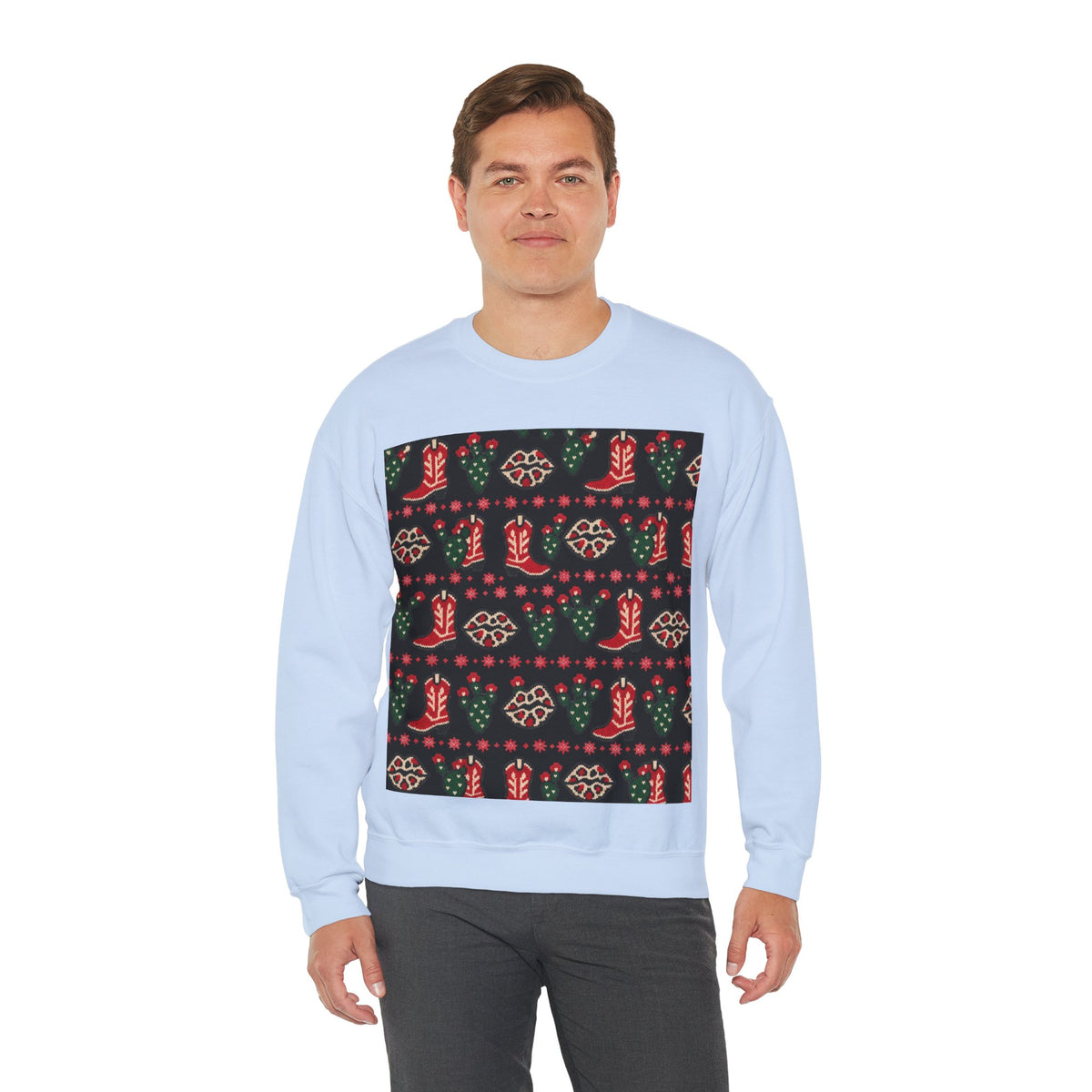 Feaux Ugly Sweater Western Christmas Sweatshirt