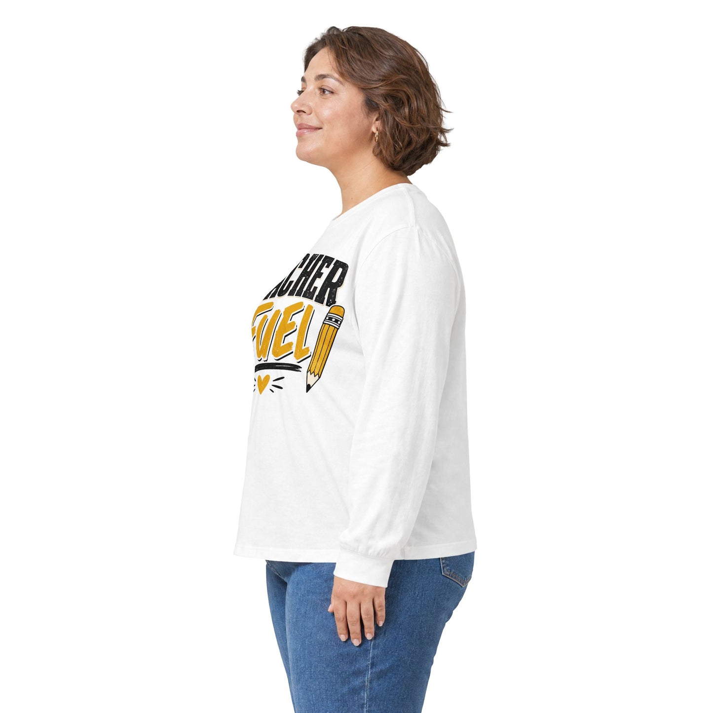 Teacher Fuel Long Sleeve T- Shirt — Coffee & Pencil Graphic Shirt for Teachers