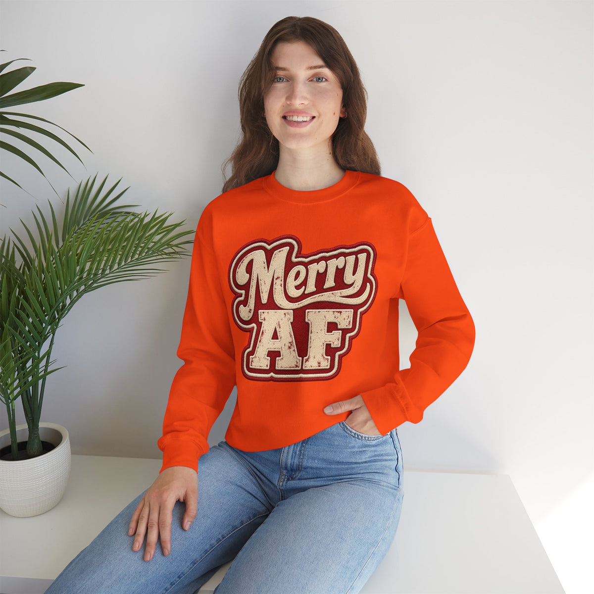 Merry AF Sweatshirt – Funny Retro Holiday Crewneck