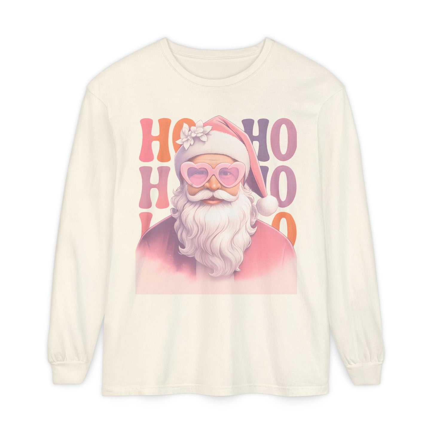 Christmas Santa HO HO HO Long Sleeve T-Shirt - Lots of Color Choices