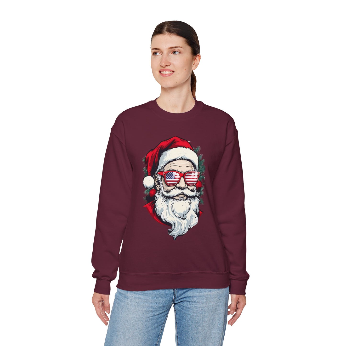 Christmas Santa Sweatshirt with USA Shades
