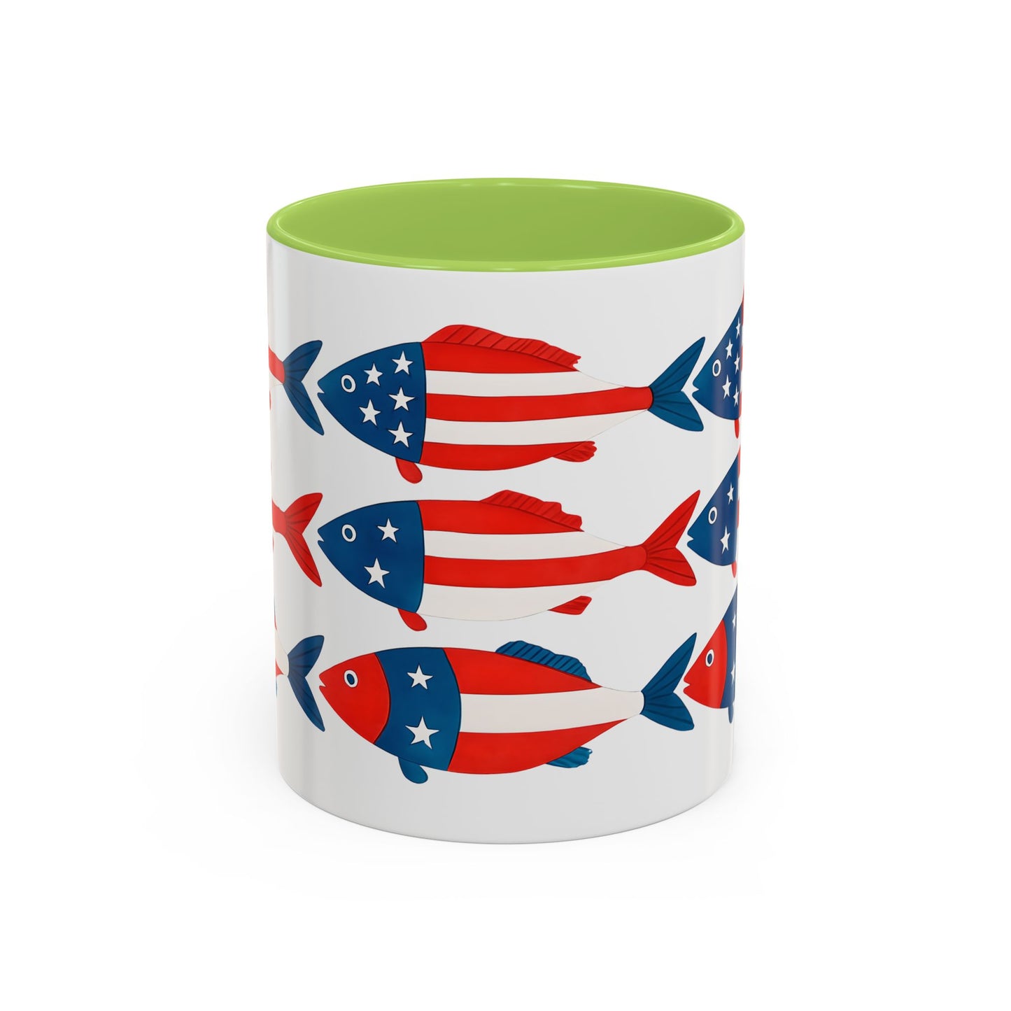 Patriotic Fish Flag Coffee Mug American Flag Accent 11 or 15oz