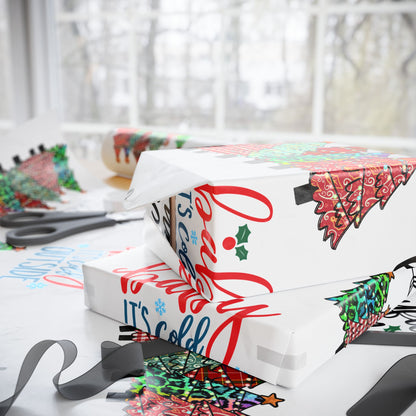 Wrapping Paper Roll – "Joyful Merry & Blessed" Holiday Gift Wrap with Festive Script Pattern