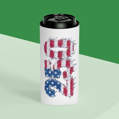 Patriotic USA Flag 250th Can Cooler - Reg or Slim Beer Koozie for 4th of July