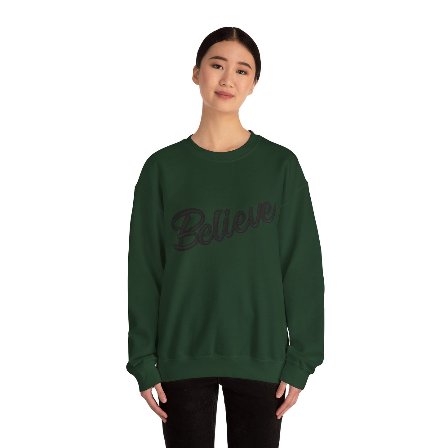 Believe Crewneck Sweatshirt — Inspirational Graphic CHRISTmas Pullover