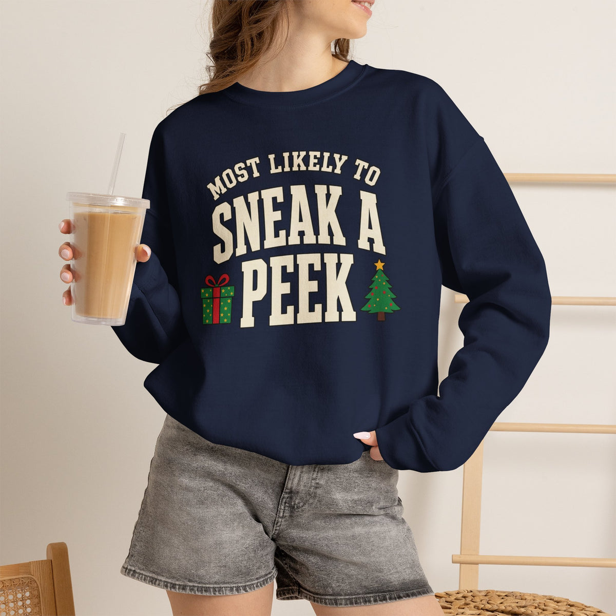 Most Likely To Sneak A Peek Sweatshirt - Funny Christmas Crewneck