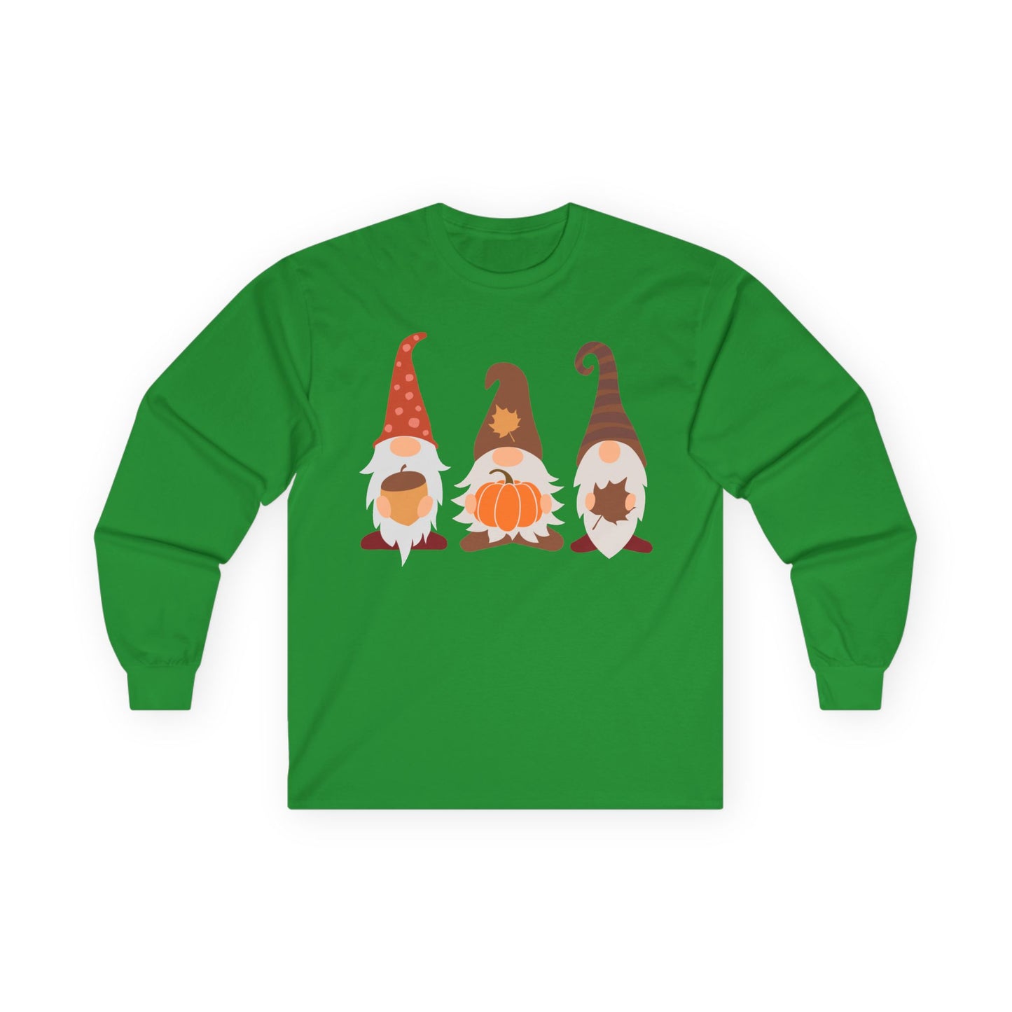 Fall Gnomes Trio Long Sleeve T-Shirt — Fall Pumpkin Gnomes Shirt
